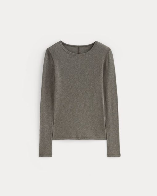 Alternative view of The Luxe Rib Long-Sleeve Crew | Washed Heathered Fatigue