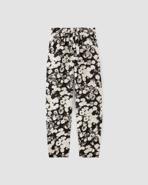 Alternative view of The Linen Pull-On Barrel Pant | Black / Bone Floral