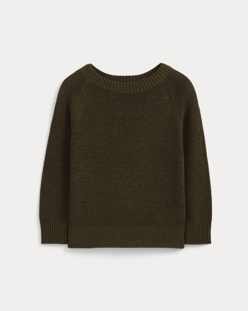 Alternative view of Wide-Neck Crew Sweater in Tape Yarn | Beech