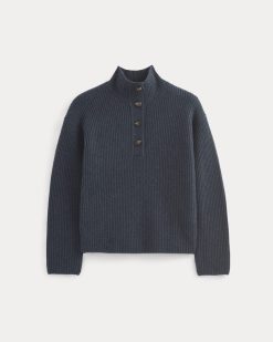 Alternative view of The Cocoon Henley in Wool Cashmere | Indigo