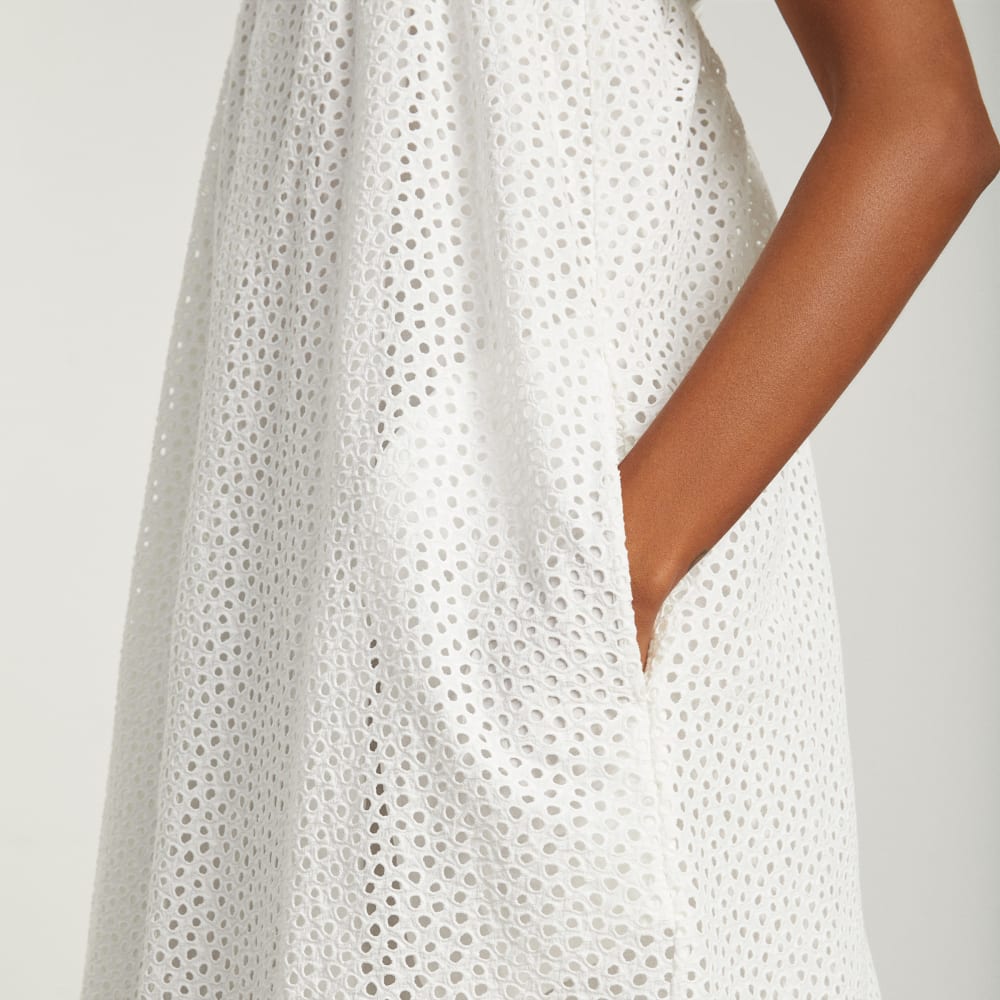 The Eyelet Smock Dress | White - Image 5