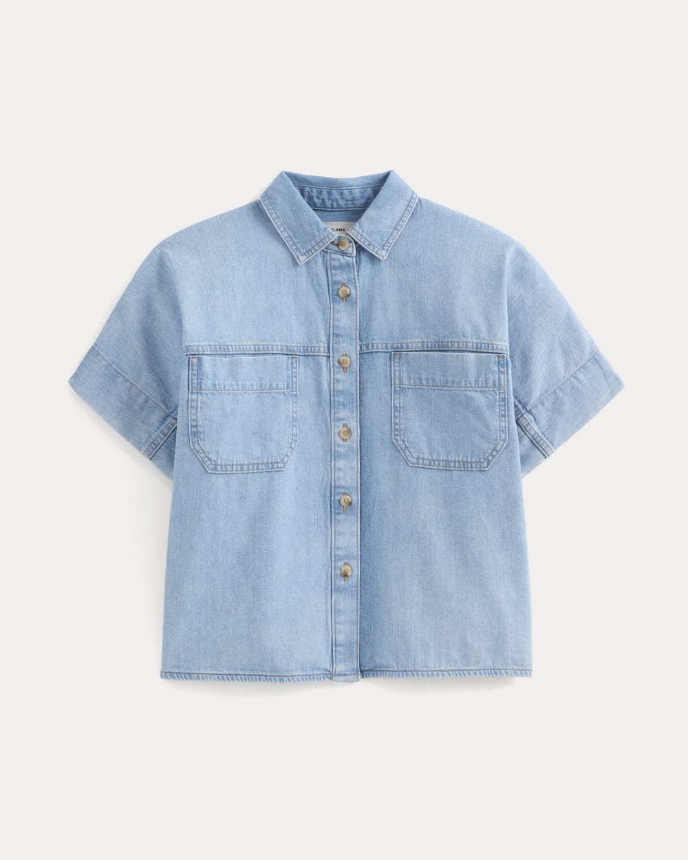 Cropped Boxy Denim Shirt | Light Indigo - Image 2