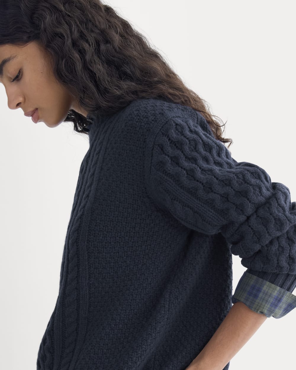 Cable Sweater in Luxe Merino | Navy - Image 7