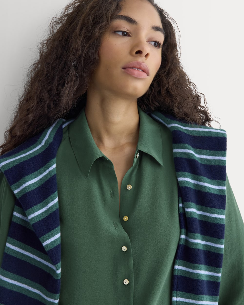 Shrunken Top in Washable Silk | Hunter Green - Image 5