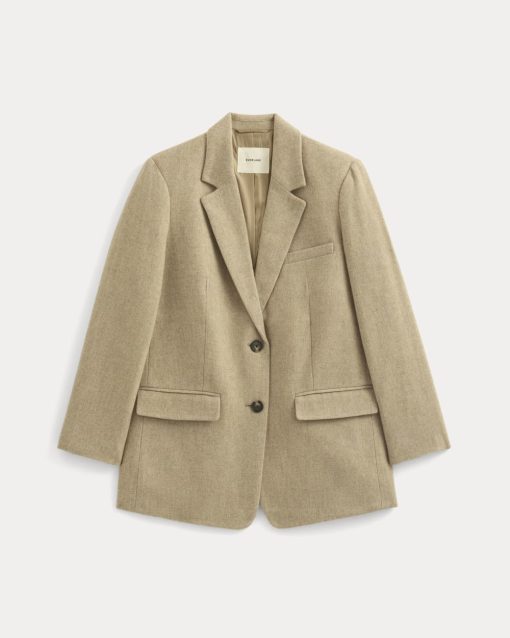 Alternative view of The Oversized Blazer in Wool | Taupe Herringbone