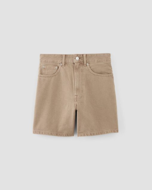 Alternative view of The A-Line Denim Short | Neutral Chanterelle