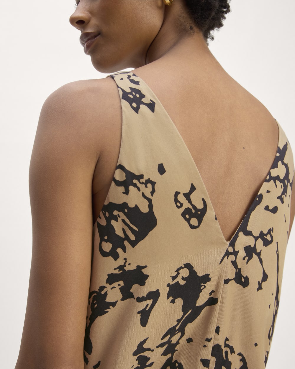 The TENCEL™ Midi Slip Dress | Black / Cornstalk Abstract - Image 4