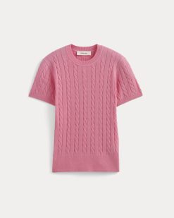Alternative view of The Cable Crew in Cotton Cashmere | Deep Pink