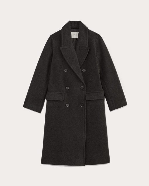Alternative view of The Double-Breasted Coat in Wool | Heather Charcoal