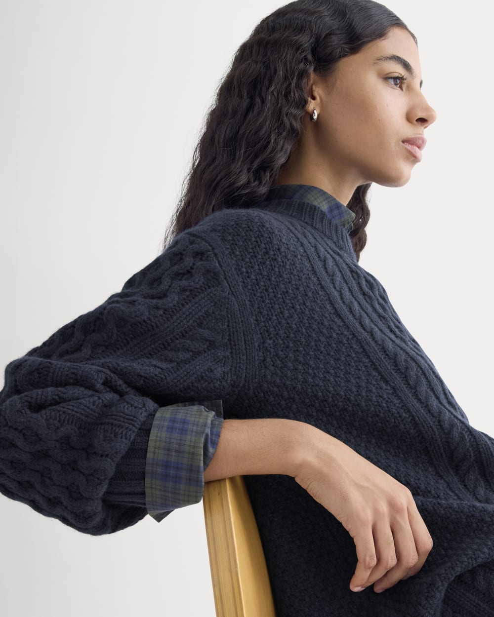 Cable Sweater in Luxe Merino | Navy - Image 6