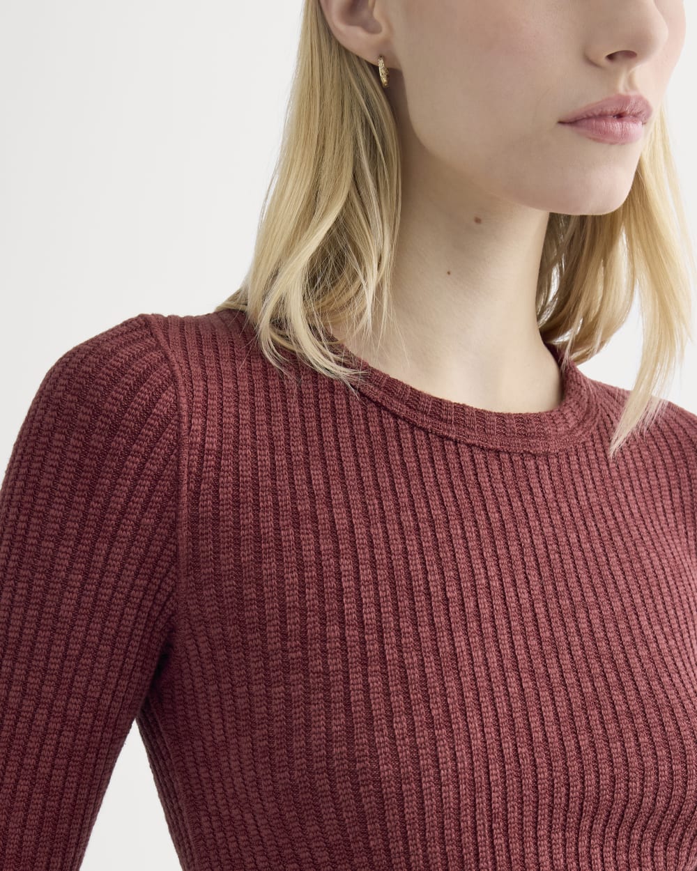 The Cozy Rib Long-Sleeve Tee | Pomegranate - Image 4