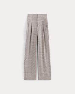 Alternative view of The Draper Pleated Pant in Buttersmooth | Deep Taupe Mini Gingham  | 30 Inseam