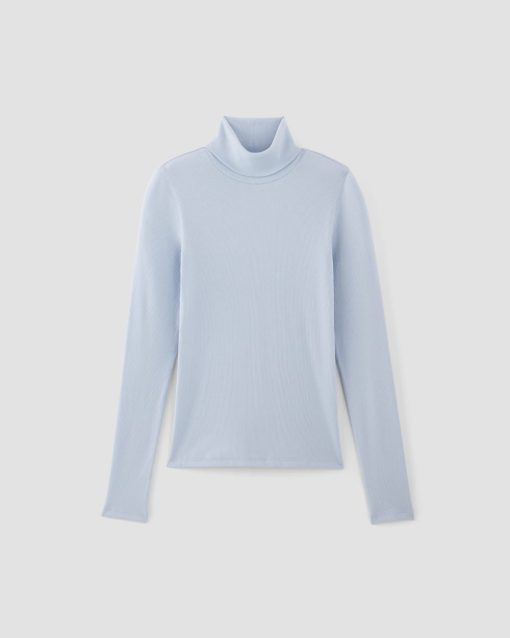 Alternative view of The Luxe Rib Turtleneck | Chambray Blue