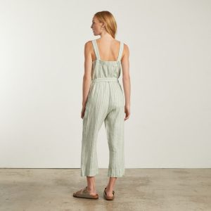 Alternative view of The Linen Jumpsuit | Seafoam Pinstripe