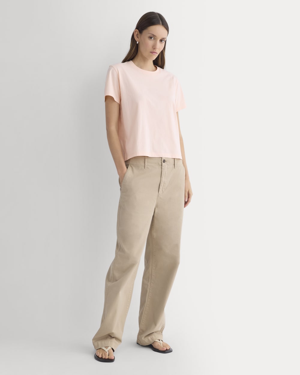 The Box-Cut Tee in Essential Cotton | Pale Peach | No Pocket - Image 3