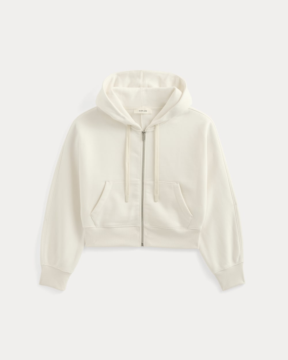 Luxe Fleece Full-Zip Cropped Hoodie | Bone - Image 2