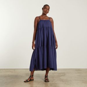 Alternative view of The Billow Tiered Maxi Dress |  Navy
