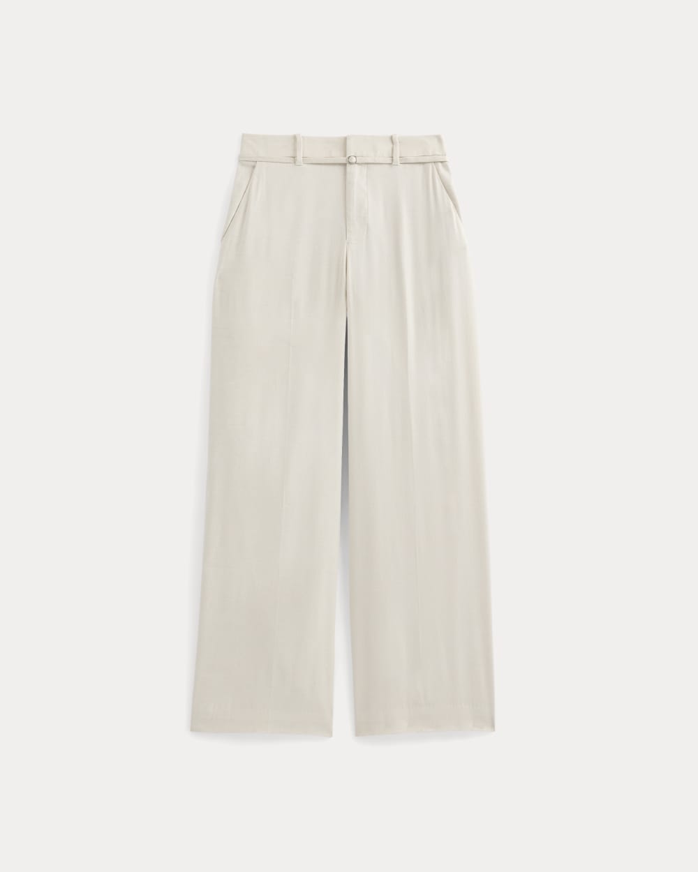 Wide-Leg Belted Pant in Stretch Linen | Birch | Long - Image 2