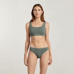 Alternative view of The Cotton High-Rise Bikini | Dark Sage