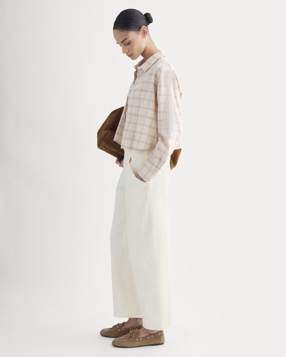 The Way-Short Shirt in Silky Cotton | Plaid - Image 3