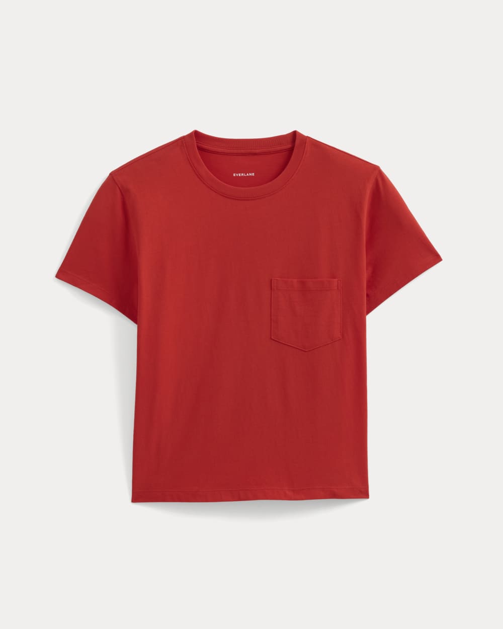 The Box-Cut Tee in Essential Cotton | Fiery Red | Pocket - Image 2