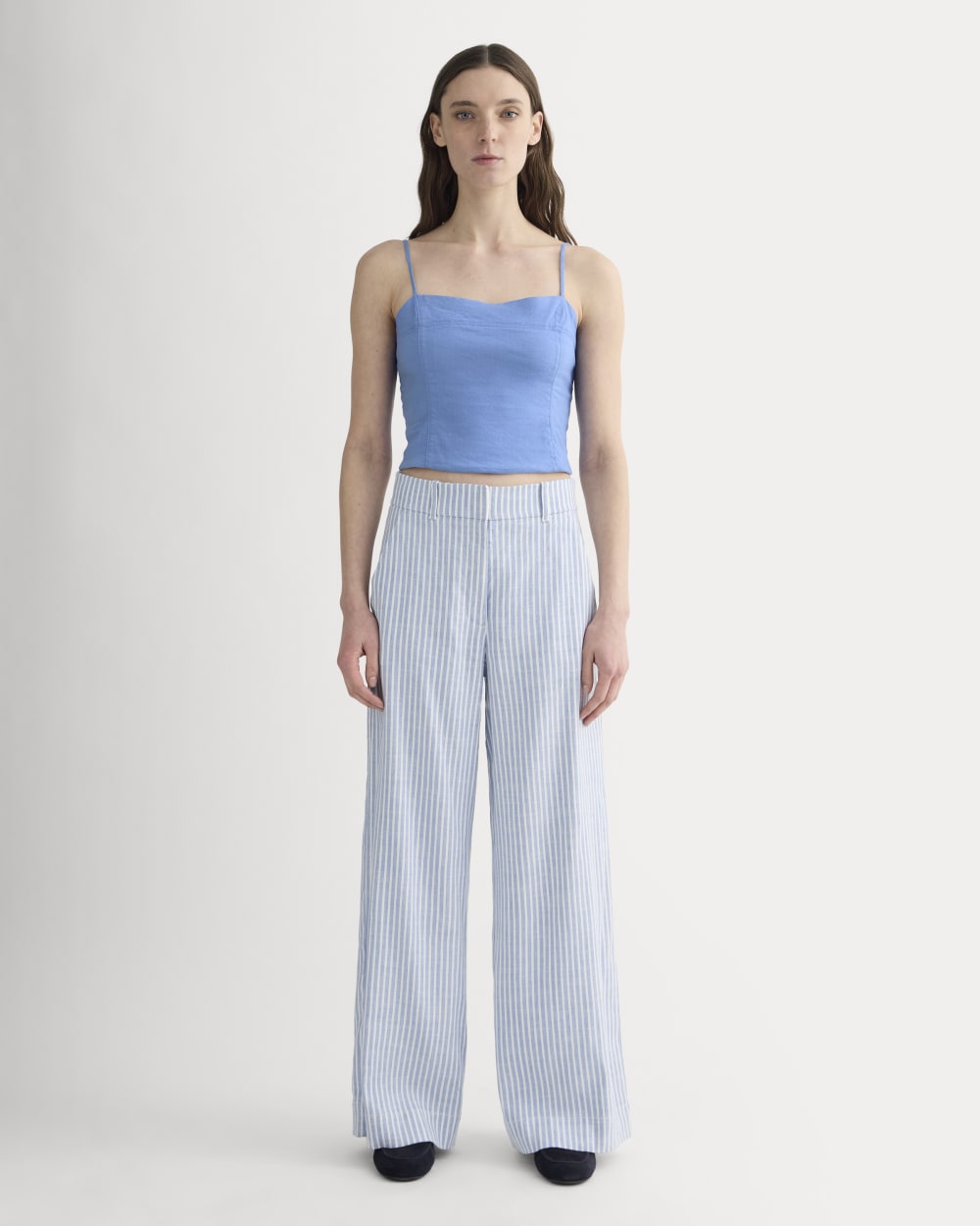 The Seamed Top in Stretch Linen | Bluebell - Image 3