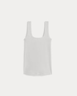 Alternative view of The Luxe Rib Square-Neck Tank | White