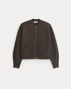 Alternative view of Luxe Fleece Bomber Jacket | Dark Chocolate