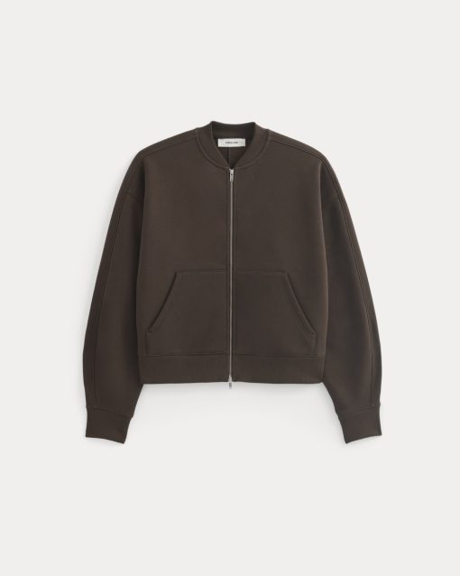 Alternative view of Luxe Fleece Bomber Jacket | Dark Chocolate