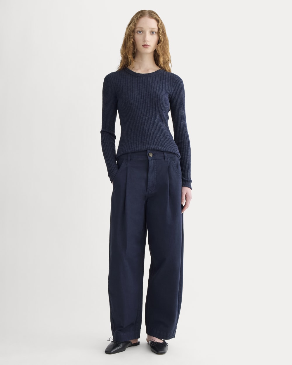 The Cozy Rib Long-Sleeve Tee | Navy - Image 3