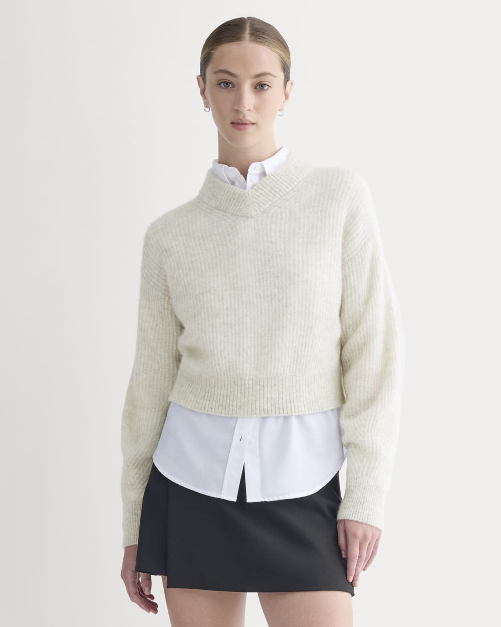Cropped Cocoon Sweater in Alpaca | Almond - Image 4