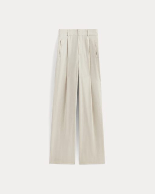 Alternative view of The Draper Pleated Pant in Buttersmooth | Heathered Oat | 30 Inseam