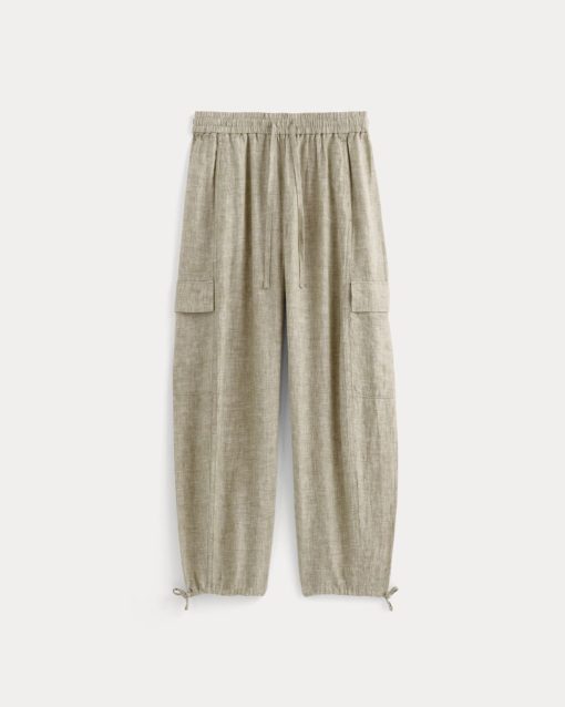 Alternative view of The Cargo Curve Pant in Linen | Cornstalk Chambray