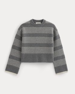 Alternative view of Nordic Cropped Boxy Crew in Luxe Merino | Heathered Mid Grey