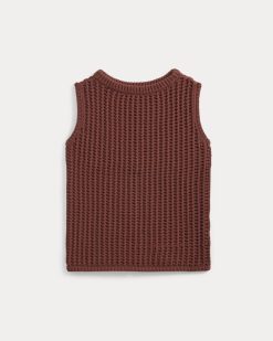Alternative view of Open-Knit Tunic Vest in Elevated Cotton | Henna Red
