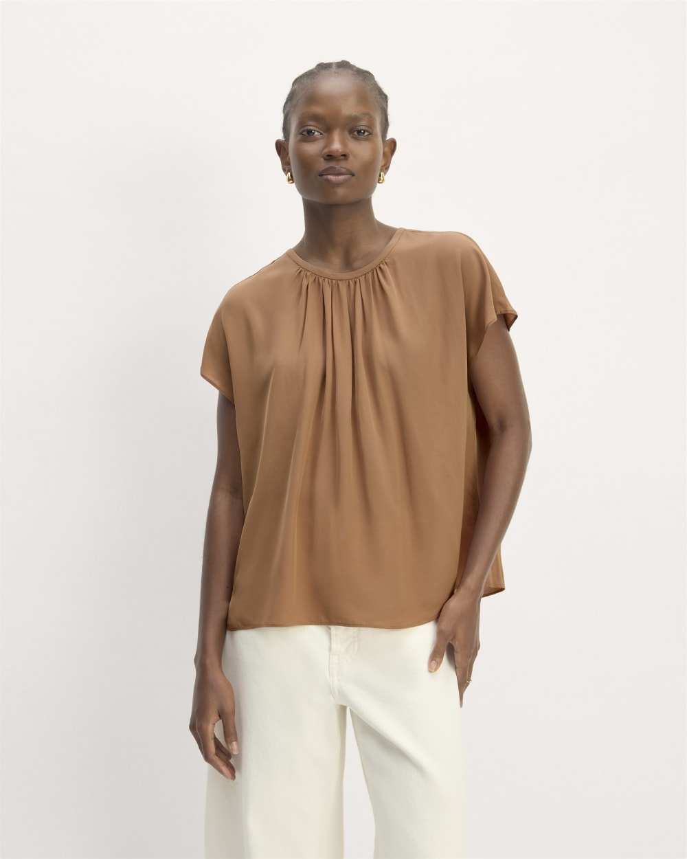 The Gathered Neck Top | Carob Brown - Image 3