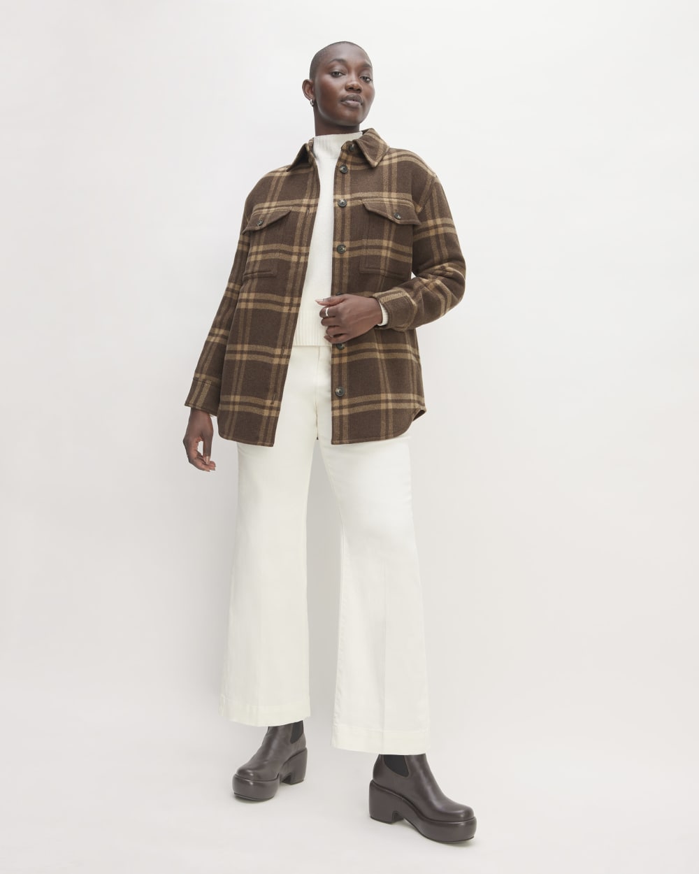 The Italian ReWool® Oversized Shirt Jacket | Brown / Camel - Image 3