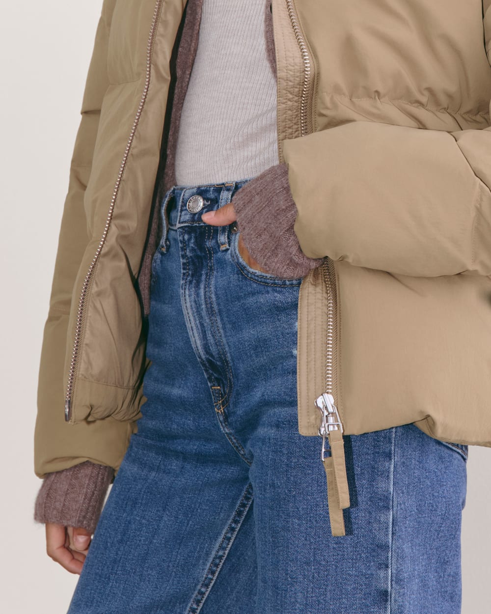 The Puffer Bomber | Taupe Grey - Image 6