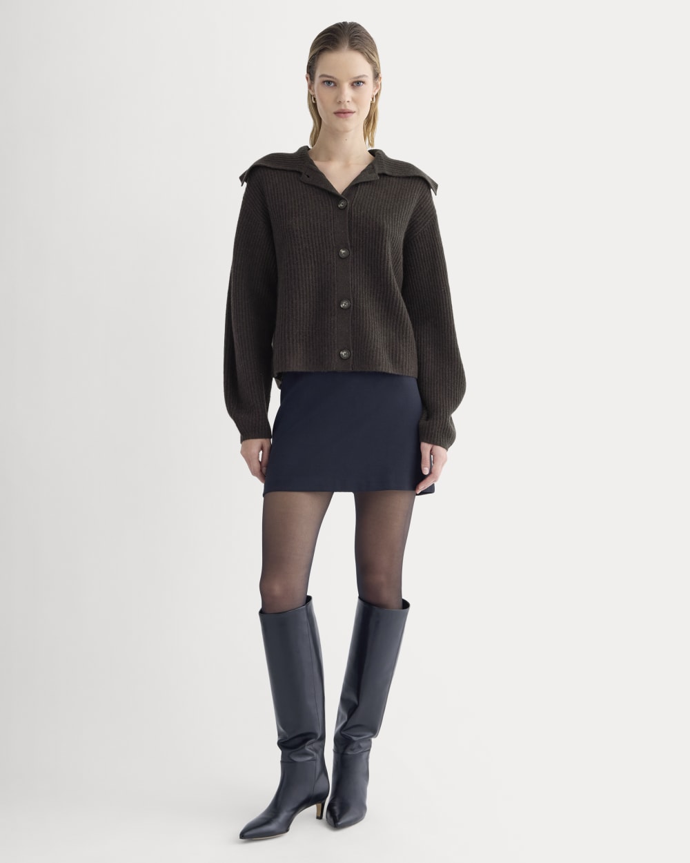 Fisherman Cardigan in Wool Cashmere | Americano Brown - Image 3