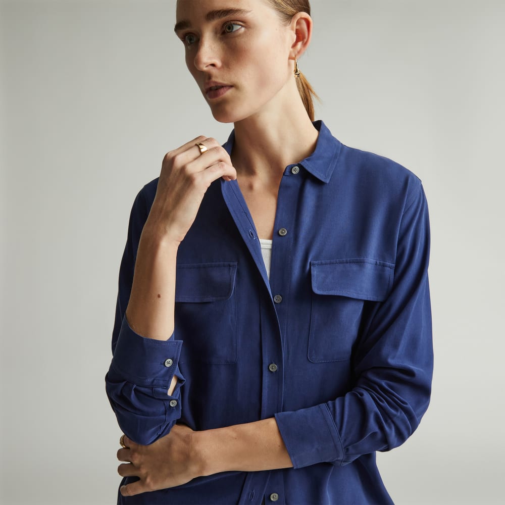 The Washable Silk Relaxed Shirt | Ocean Cavern - Image 4