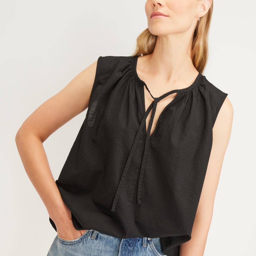 The Gathered Tie-Front Top | Black - Image 4