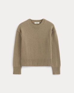 Alternative view of The Boxy Sweater in Everyday Cotton | Dark Heathered Camel