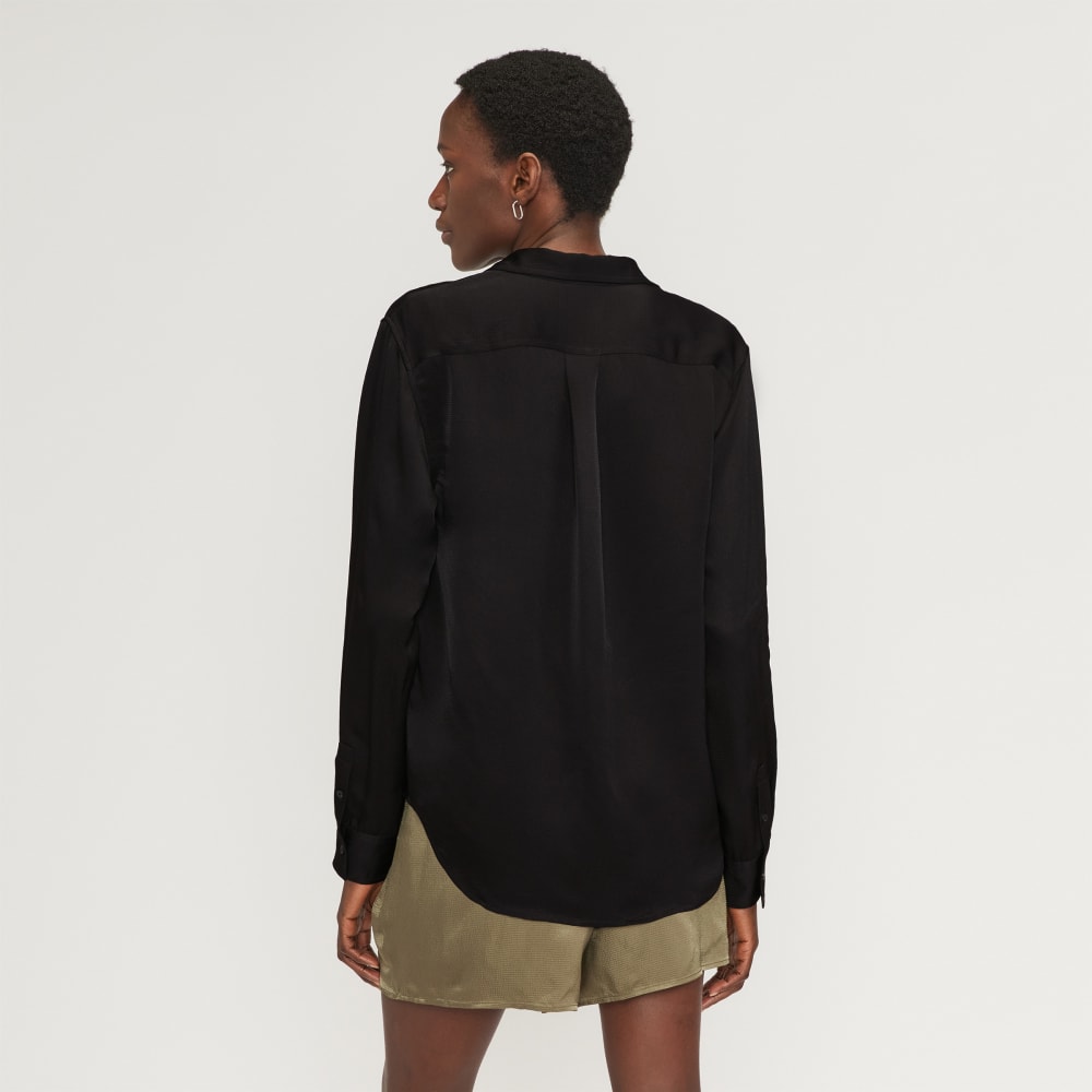 The Satin Relaxed Shirt | Black - Image 3