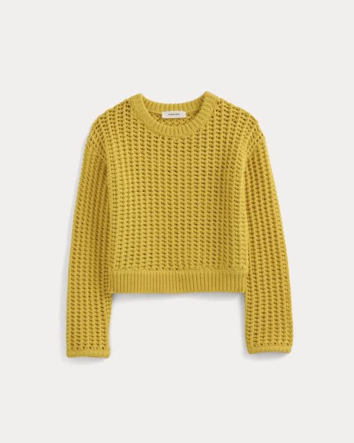 Alternative view of Open-Knit Crew in Elevated Cotton | Passion Fruit