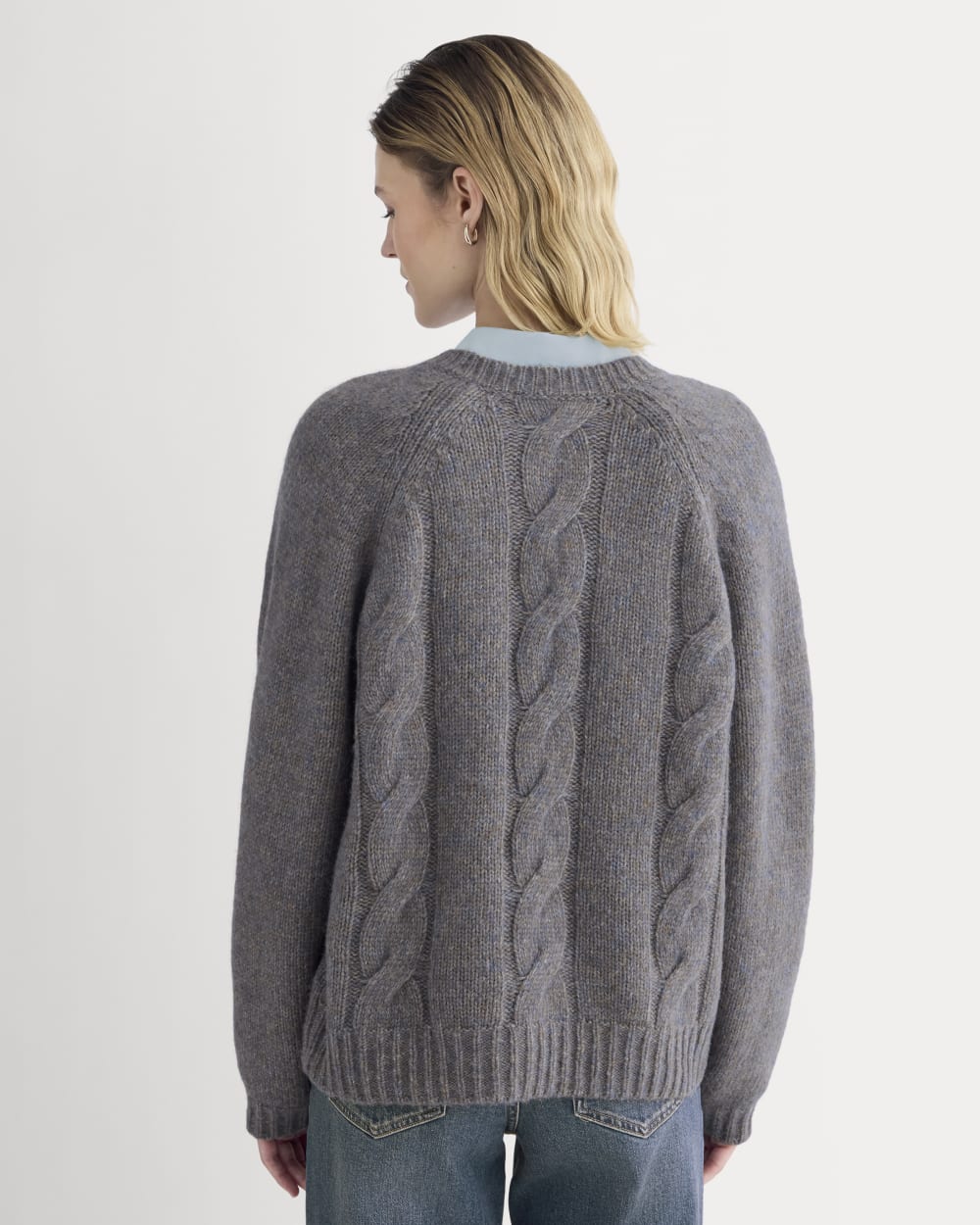 Cloud Cable V-Neck Sweater | Blue Multi Twist - Image 6