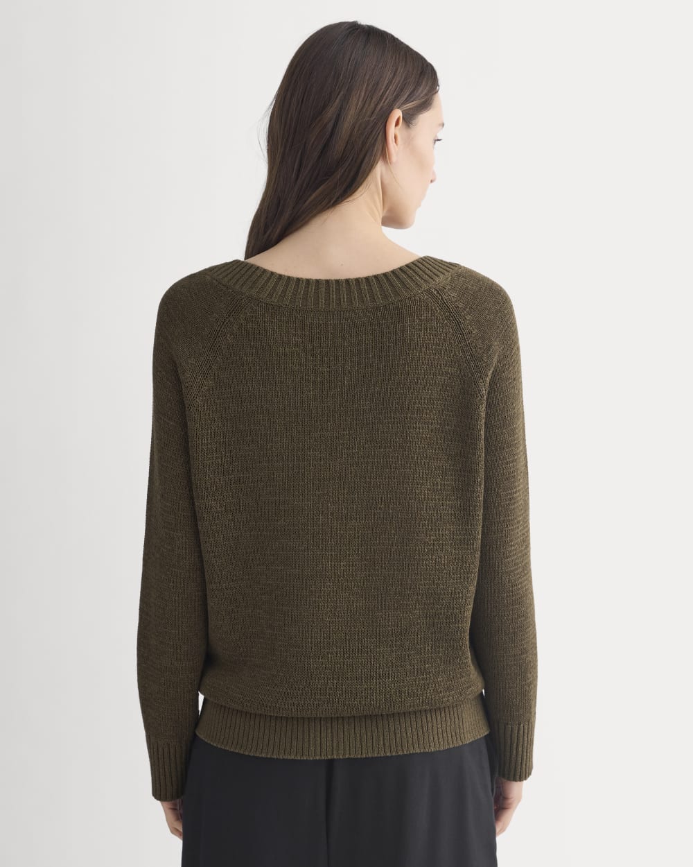 Wide-Neck Crew Sweater in Tape Yarn | Beech - Image 5