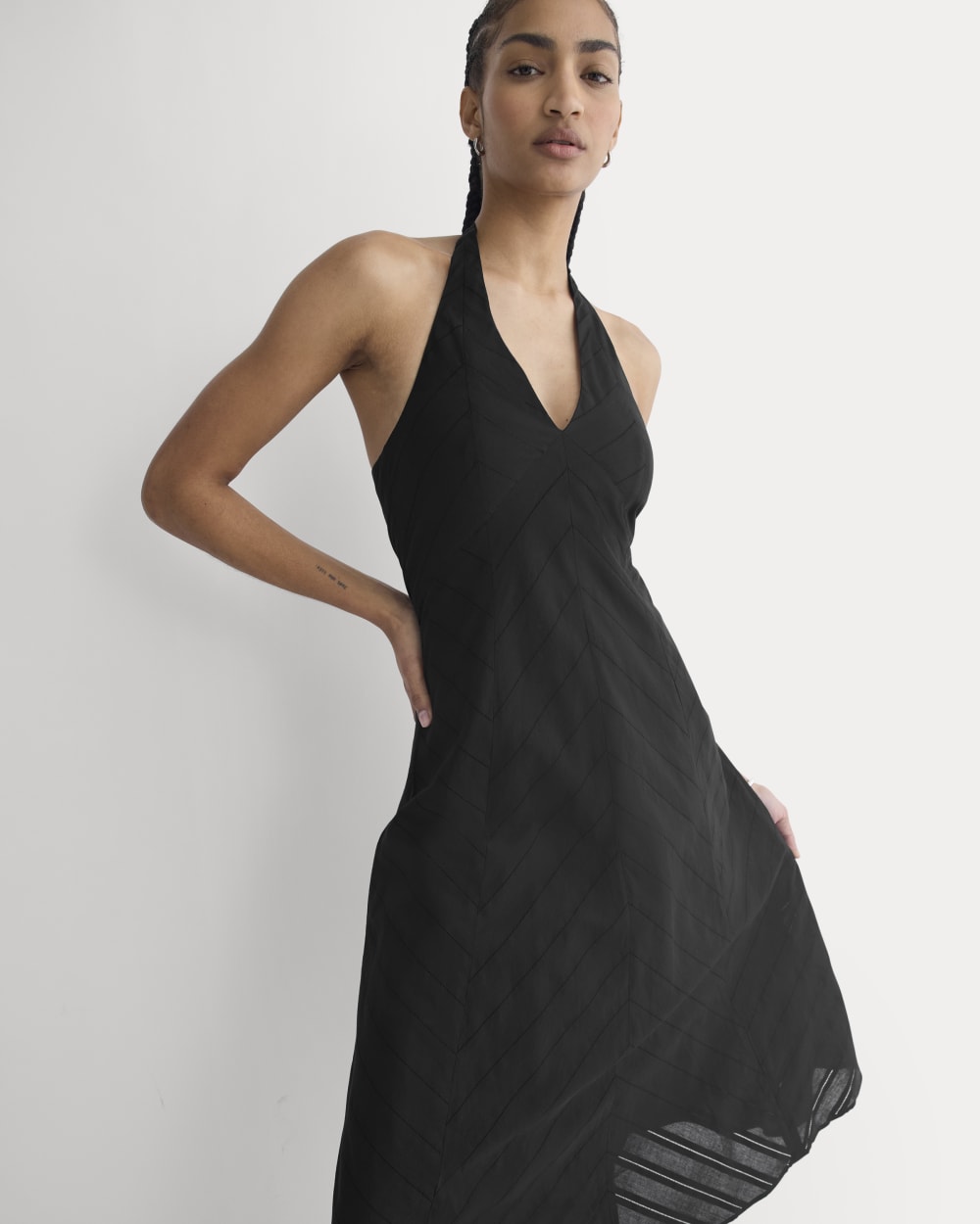 Textured Halter Midi Dress | Black - Image 5