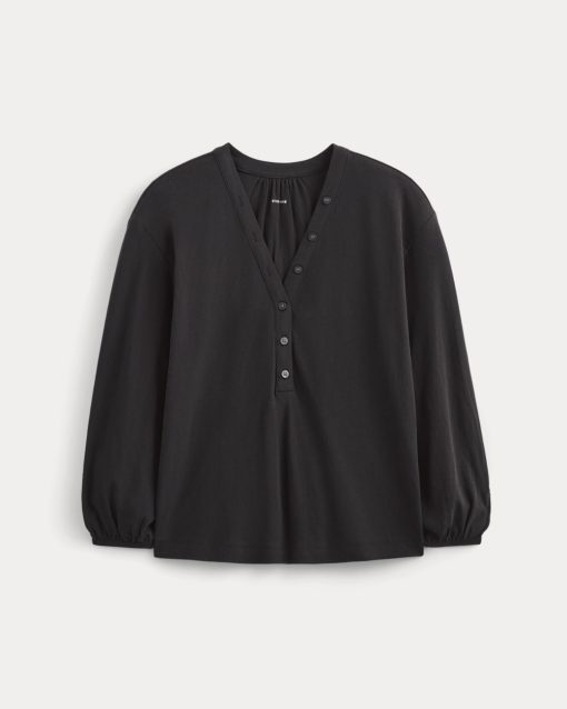 Alternative view of The Air V-Neck Henley | Black