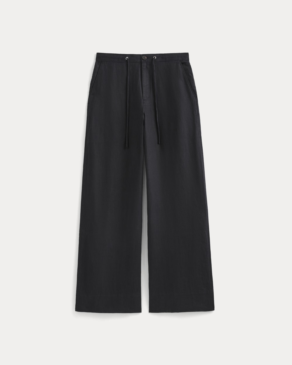 Wide-Leg Drawstring Pant in Linen | Black - Image 2
