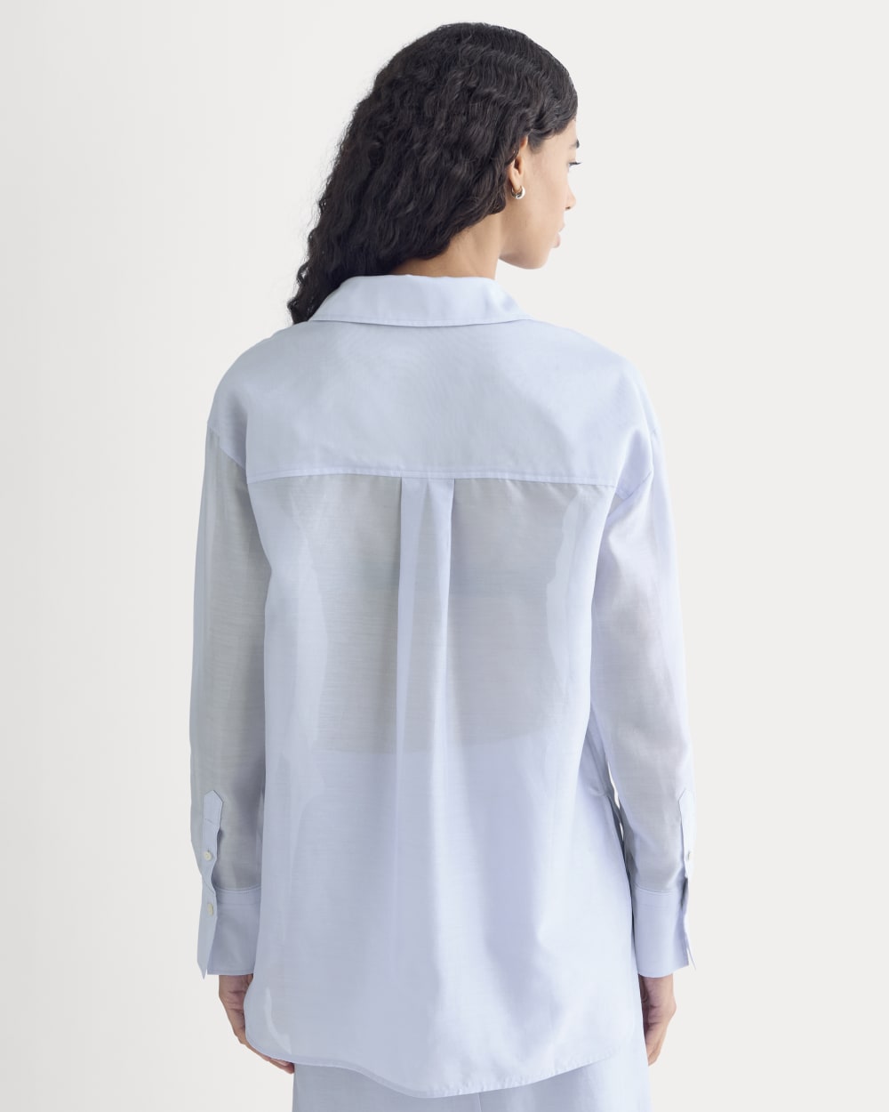 Oversized Shirt in Cotton-Silk Organza | Kentucky Blue - Image 5